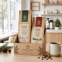 Coffret cadeau de Noël AT PACK avec boîte à café personnalisée et sachets de café – Emballage haut de gamme pour la promotion de la marque de torréfacteur