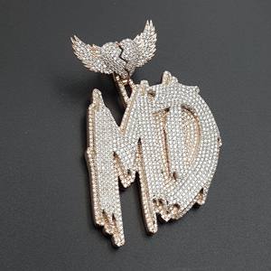 LL personalizado 3D colgante personalizado 925 plata esterlina diamante oro blanco IGI certificado estilo Hip Hop nombre pasa regalo - Product Image 3