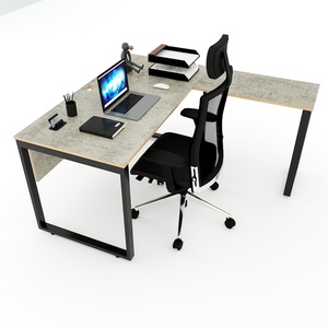 L-Shaped Gaming <b>Desk</b> HBRT052 System 140cm Plywood Main Tabletop Foldable with Bookshelf and <b>Drawer</b> - Product Image 5