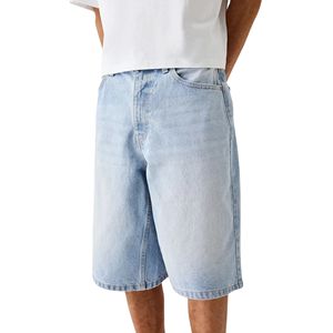 Pantalones cortos vaqueros de verano de algodón 100% para hombre, talla grande y alta, ajuste relajado, elástico, informal, azul/negro, ropa de trabajo para trabajo al aire libre - Product Image 3