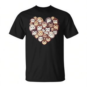 T-shirt Hedgehog Lover avec motif cœur noir, taille adulte unisexe - Product Image 2