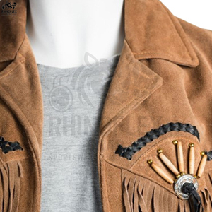 Veste d'hiver décontractée de conception personnalisée OEM pour hommes Veste respirante de grande taille pour homme en cuir véritable avec franges - Product Image 4