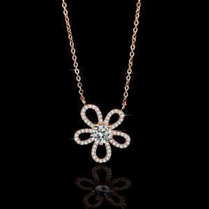 High Quality VVS D Color Moissanite Flower Shape Pendant Necklace Women 1.00 Carat Brilliant Cut Sterling Silver Link <b>Chain</b> - Product Image 3