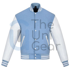 Chaqueta de Béisbol Universitaria de Invierno para Hombre y Mujer, Azul, Estilo Varsity, Cuello Alto, Bolsillos, Ecológica, Transpirable, Venta al Por Mayor - Product Image 6