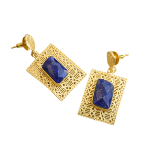 Boucles d'oreilles créoles en laiton en gros, pierre semi-précieuse naturelle, finition laiton satiné, design bohème chic, lots de mode en gros - Product Image 4