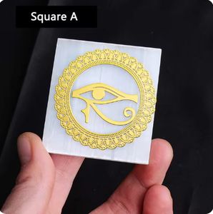 Cristal naturel sélénite carré rond décoration ornement plaque de charge gypse pierre de guérison pour Fengshui décor à la maison cadeaux - Product Image 5