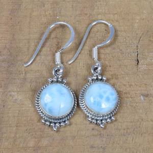 Pendientes de Plata de Ley 925 con Larimar Azul, Joyería de Piedras Preciosas Hecha a Mano, Elegante Regalo para Mujer - Product Image 1