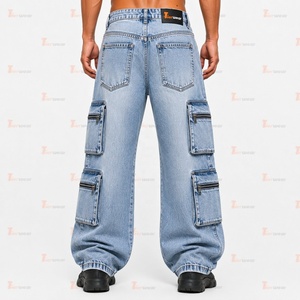 Pantalones Cargo de Mezclilla Casuales para Hombre, Venta al por Mayor, Jeans Utilitarios Personalizados, Multibolsillos, Corte Relajado, Ropa de Trabajo, Moda Urbana, Mezclilla de Algodón - Product Image 3
