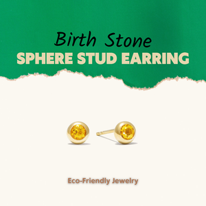 Boucles d'oreilles classiques en or jaune 14 carats avec pierre de naissance Boucles d'oreilles en zircon plat à la mode pour les anniversaires et les fiançailles - Product Image 6