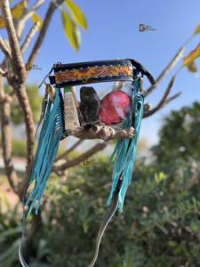 Sac à main transparent à franges de créateur, élégant, en cuir sculpté à la main, couleur turquoise tournesol, pour femmes - Product Image 5