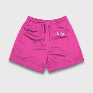 Shorts de sport mi-taille pour hommes, personnalisables avec broderie, style urbain décontracté, poches, 100% polyester, toile gris fumé, séchage rapide - Product Image 1