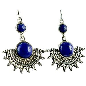 Pendientes Hechos a Mano de Plata de Ley 925 con Forma de Estrella y Piedra Preciosa Natural de Lapislázuli Azul, Joyería Bohemia para Nacidos en Septiembre - Product Image 1