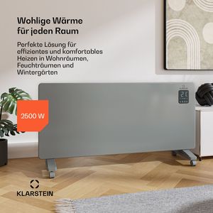 Chauffage électrique intelligent à convection 2500W mural portable avec minuterie 7 jours IP24 pour pièces jusqu'à 25 m² 8,4 kg Gris - Product Image 2