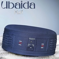 Chapeau de prière musulman Ubaida Kufi avec logo personnalisé, en polyester, vente en gros, couvre-chef islamique pour hommes, accessoires pour adultes, nouveau design