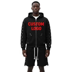 Conjunto de Sudadera con Capucha y Pantalones Cortos de Alta Calidad con Logotipo Personalizado para Hombre, Ropa Deportiva de Algodón, Conjunto de Dos Piezas - Product Image 1