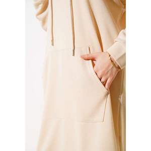 Tunique à Poches Kangourou Beige - Product Image 1