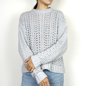 Suéter de cuello redondo ligero transpirable con bordado de logotipo personalizado, suéter informal largo de Invierno para mujer de talla grande 100% - Product Image 2