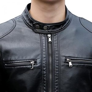 Custom 100% Cow Hide Premium Leather Quality Woolen Fabric Solid Color Stand Winter OEM <b>jacket</b> <b>for</b> <b>men</b> DDP Shipping - Product Image 2