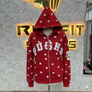 เสื้อฮู้ดซิปสไตล์ใหม่ ไซส์พลัส ทุกสี ประดับคริสตัล ซิปแบบรูดขึ้น ล้างสีแบบวินเทจ สไตล์สตรีทแวร์ ผ้าฟลีซสำหรับผู้ชาย - Product Image 1