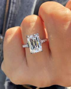 Anillo de compromiso de moissanita de corte triturado antiguo de 3,50 Ct anillo de brida de diamante de boda de plata esterlina de corte radiante - Product Image 6