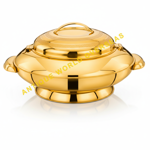 หม้อไฟฟ้าทรงยูเอฟโอสีทองหรูหรา พร้อมฉนวนกันความร้อน ภายในทำจากสแตนเลส สำหรับโรงแรม ร้านอาหาร ระดับพรีเมียม - Product Image 1