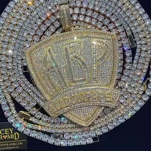 S925 plata 12mm D Color Moissanite ''$ ''Cut Stone Trendy Iced Out Party colgante para hombres mujeres joyería fina - Product Image 6