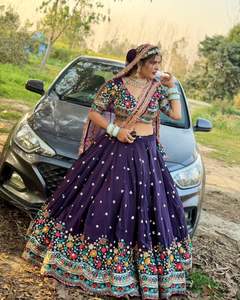 Tela para Lehenga Choli, Faux Gorgette con Hilo de Trabajo y Lentejuelas de 9mm, Tallas hasta 44, Micro Reversible Interior, Casual, para Bodas y Diwali - Product Image 5