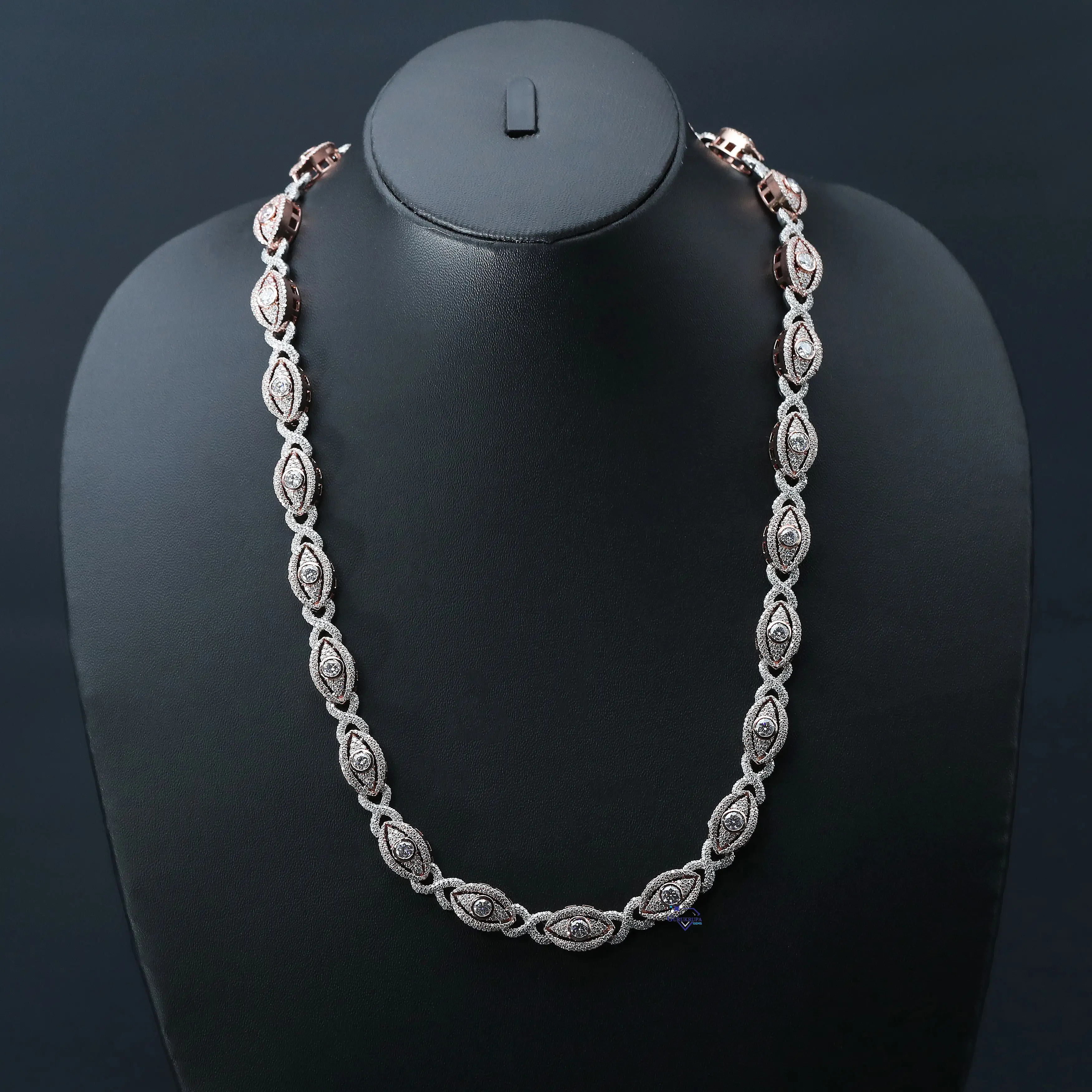 Женская двухцветная цепочка с бриллиантами из муассанита и 925 стерлингового серебра