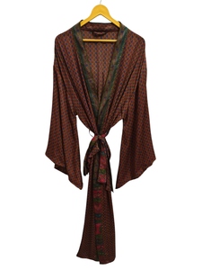 Longueur cheville Robe en soie Robe multicolore Robe de nuit Robe indienne Vintage en soie recyclée Sari Kimono - Product Image 2