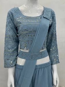 Top en velours de viscose épais de qualité supérieure pour vêtements de fête de nouveaux créateurs avec un ensemble Sharara élégant pour des occasions élégantes - Product Image 3