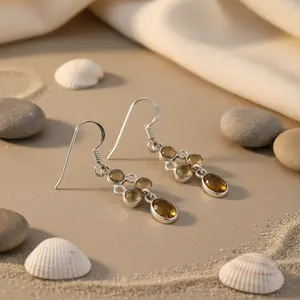 Pendientes de Plata 925 con Citrino para Mujer, Joyería de Moda - Product Image 1