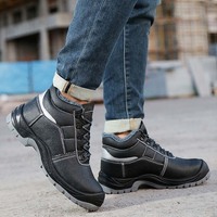 Chaussures de sécurité en cuir microfibre, anti-perforation, antistatiques, avec embout en acier, antidérapantes, pour travaux de construction