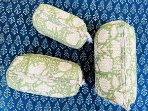 Neceser grande con estampado de bloque indio acolchado, neceser impermeable de algodón acolchado | Bolsa de maquillaje con estampado de bloque | Neceser para cosméticos - Product Image 6