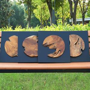 Decoración de pared de madera de teca rústica 17 'x17 Farmhouse Live Edge decoración de arte de pared para el hogar sala de estar dormitorio Oficina hecho a mano - Product Image 4