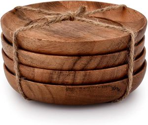 ที่รองแก้วไม้ธรรมชาติสไตล์คลาสสิกชุดที่รองแก้วไม้อะคาเซียพร้อมที่ป้องกันโต๊ะสำหรับเครื่องดื่มสำหรับคริสต์มาสมาถึง - Product Image 1