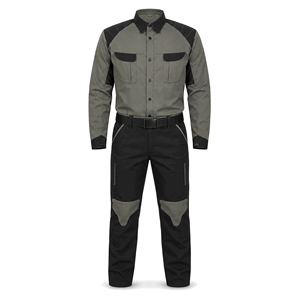 Ensemble chemise de travail à manches longues gris-noir personnalisé et pantalon renforcé pour le personnel des installations industrielles - Vente en gros Fabricant - Product Image 1
