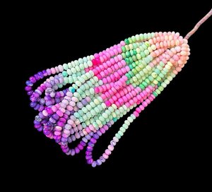 Chaîne de perles opale multicolores en rondelles, pierres précieuses fines et lisses pour la fabrication de bracelets, colliers et bijoux, perles pastel tendance 2026 - Product Image 3