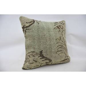 Oreiller patchwork en laine beige Kantha 24x24 pouces luxe vintage brodé imprimé moelleux rustique jeter pour sol - Product Image 2