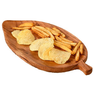 Plateau de collations en forme de feuille fait à la main en bois massif idéal pour la vaisselle et le plat de mariage de fruits de dessert de restaurant - Product Image 1