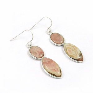 Pendiente atractivo para mujer, Plata de Ley 925, Natural Rodocrosita, piedras preciosas, forma de marquesa, pendientes clásicos, joyería hecha a mano - Product Image 1