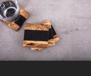 GLITTER Set de sous-verres en résine époxy de qualité avec effet océan Sous-verre décoratif carré rond en résine époxy par Craftsy Home - Product Image 6