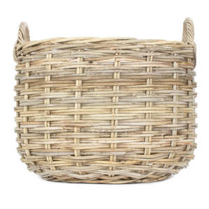 High Quality Curved Base <b>Rattan</b> <b>Storage</b> Basket with Sustainable Handles Flexible and Handwoven Wicker Basket Packed in Cartons - Product Image 4