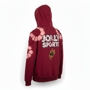 <b>Mens</b> Heavyweight Pullover <b>Hoodie</b> 380 GSM Soft Cotton Fleece Acid Wash <b>Red</b> Tone Raw Panel Custom Print Logo Basics <b>Hoodie</b> - Product Image 5