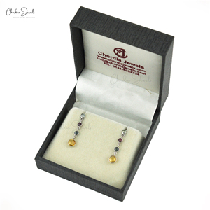 Top qualité 3.32 CTW Multi pierre lunette ensemble Multi pierre Dangler 925 boucles d'oreilles en argent Sterling cadeau d'anniversaire pour elle - Product Image 4