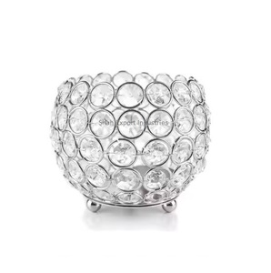 Bougeoir votif en cristal argenté de forme ronde de luxe pour les centres de table de décoration de fêtes de mariage - Product Image 4