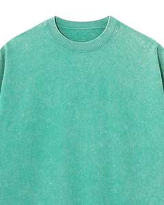 T-shirt unisexe surdimensionné en coton vert délavé, style vintage, épaules tombantes, streetwear décontracté, haut unisexe - Product Image 4