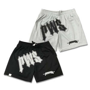 Pantalones cortos para correr de malla transpirable para deportes de calle para hombre, cintura elástica, cintura media, tejido de punto de talla grande, venta al por mayor - Product Image 1