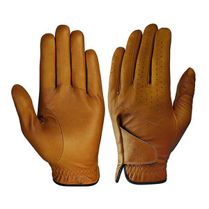 Gants de golf pour hommes, mode, vierges, OEM, économiques, en cuir véritable de haute qualité, imperméables, protection UV, logo personnalisé, fermeture à bouton, sport - Product Image 1
