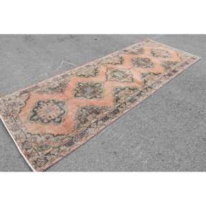 Alfombra de lana turca de retazos naranja y verde vintage, 4,5x12,1 pies, tejido plano, alfombra para sala de estar con respaldo de látex, 4m de ancho - Product Image 3