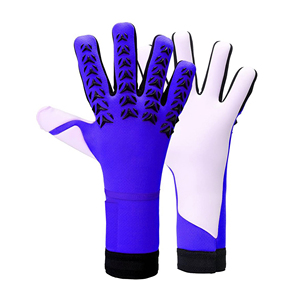 Gants de gardien de but en cuir violet et blanc avec adhérence texturée et manchette longue pour l'entraînement et les matchs en extérieur - Product Image 1